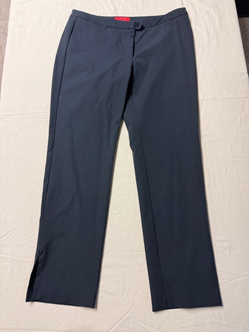 BCBG Black Straight-Leg Capris with Side Slit